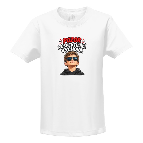Tričko s potiskem pozor respektující výchova 